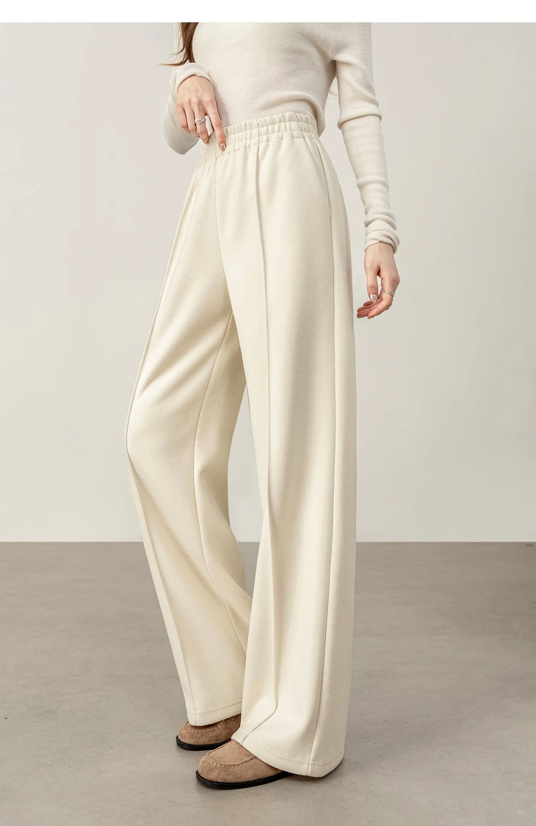 SENTUBILA Knit Sweat Pants for Women 2026 Autumn Winter Acetate Wool Silk Blend Trousers Casual Versatile Bottoms 154K80280