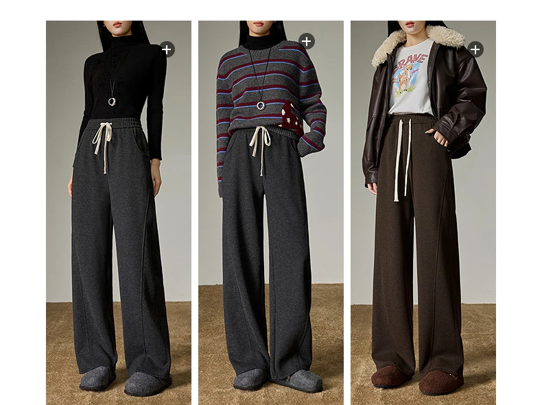 TOYOUTH Women Split Design Casual Pants 2026 Spring New Elastic High-Waisted Sporty Loungewear Slouchy Trousers