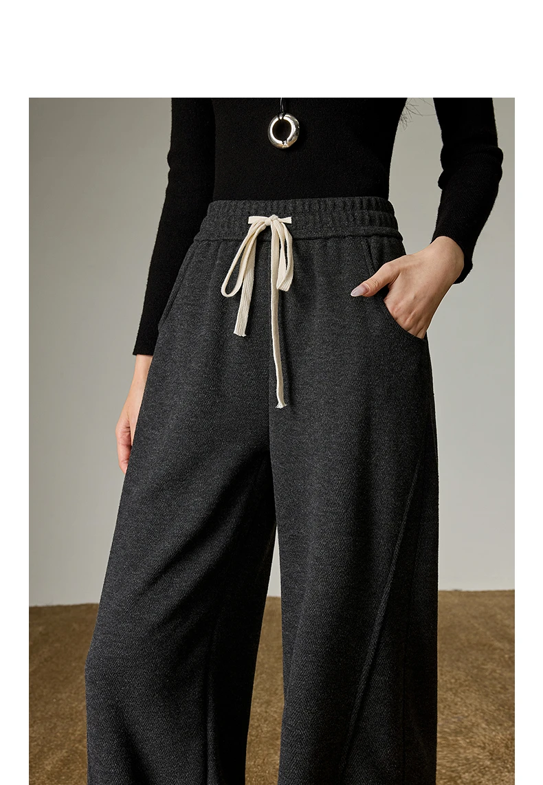 TOYOUTH Women Split Design Casual Pants 2026 Spring New Elastic High-Waisted Sporty Loungewear Slouchy Trousers