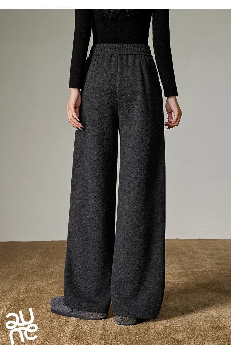 TOYOUTH Women Split Design Casual Pants 2026 Spring New Elastic High-Waisted Sporty Loungewear Slouchy Trousers