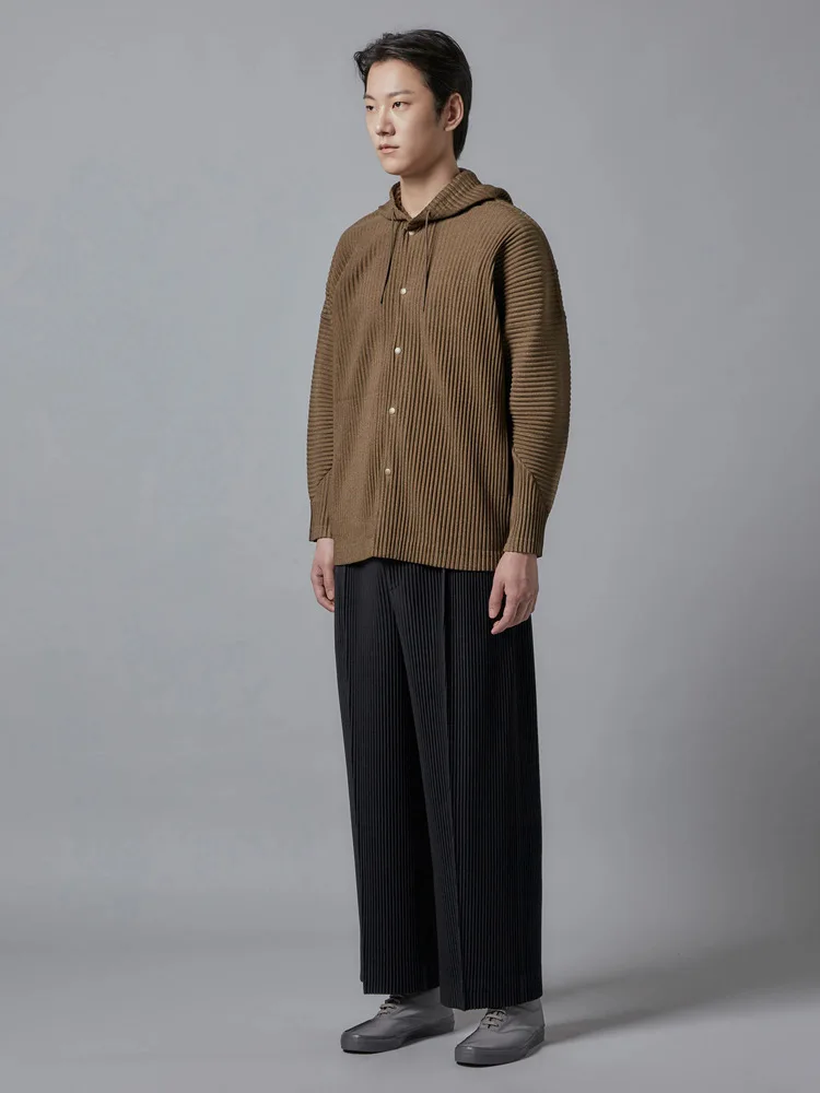 ISSEY 2026 New Arrival Miyake Pleated Pants Textured Casual Relaxed Fit Wide-Leg Cropped Trousers for Men