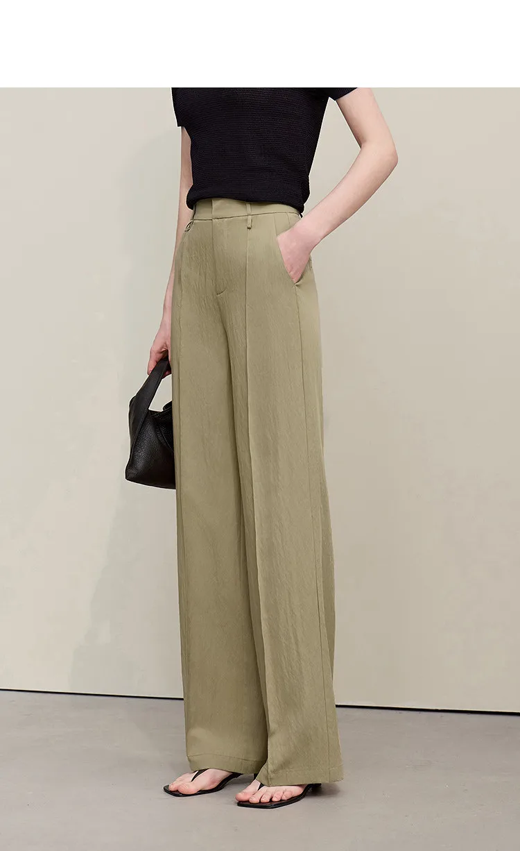 Amii Breathable Women's Pants 2026 Summer New Loose Casual Wide Leg Woman Trousers Solid Basic Versatile Long Pants 12622061