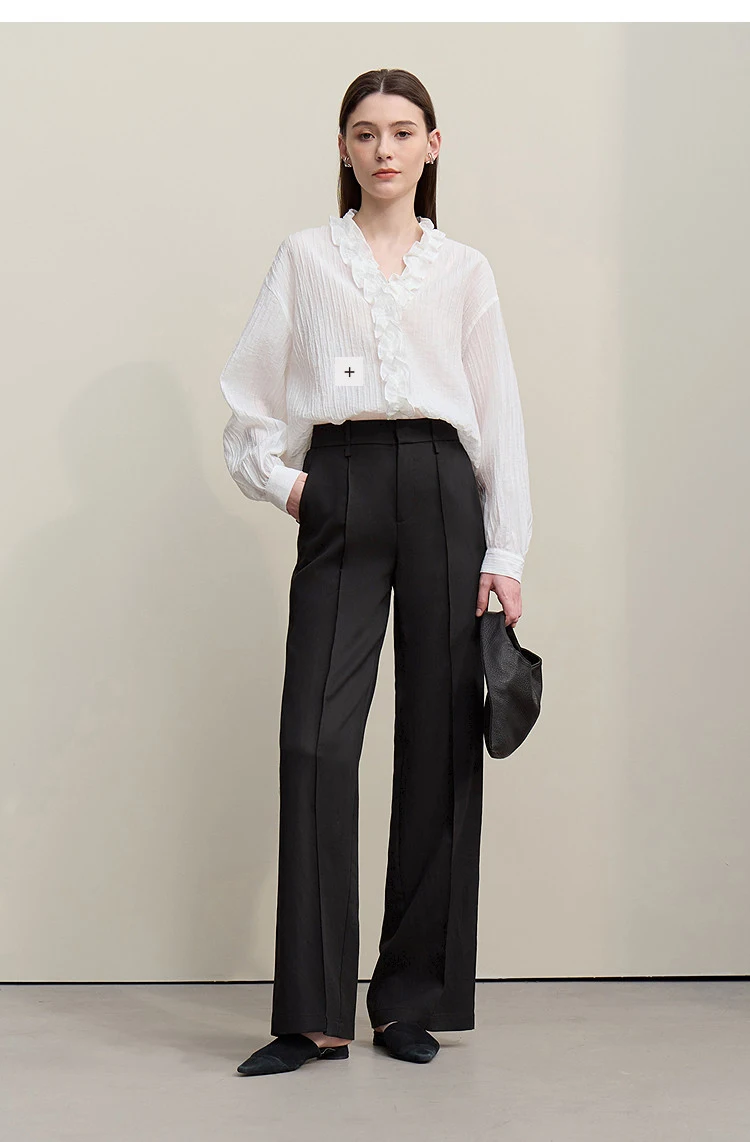 Amii Breathable Women's Pants 2026 Summer New Loose Casual Wide Leg Woman Trousers Solid Basic Versatile Long Pants 12622061