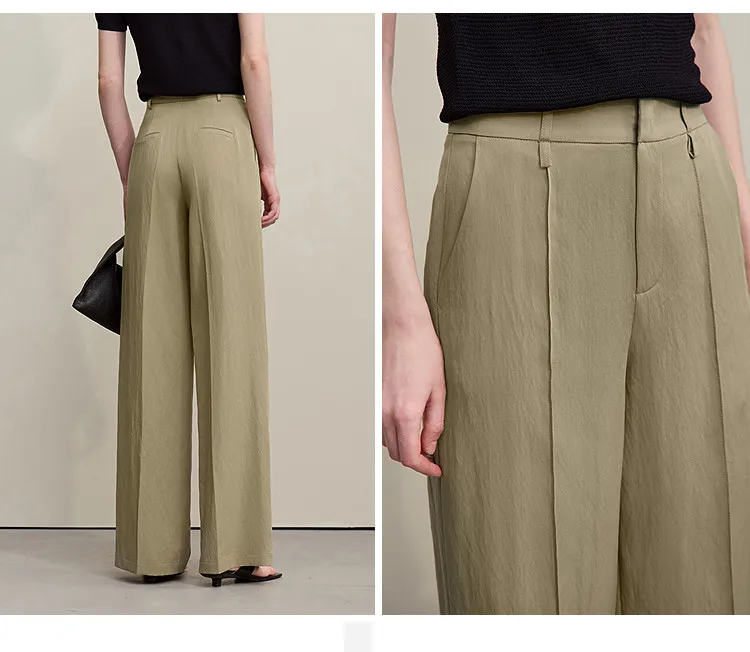 Amii Breathable Women's Pants 2026 Summer New Loose Casual Wide Leg Woman Trousers Solid Basic Versatile Long Pants 12622061