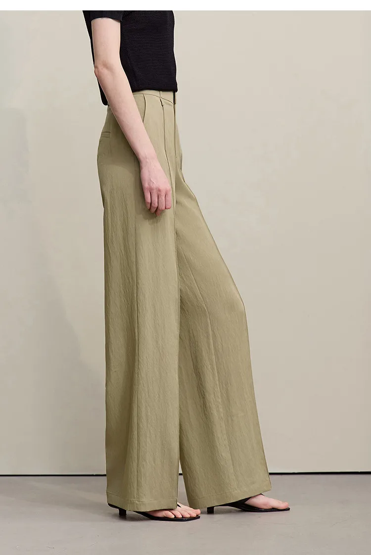 Amii Breathable Women's Pants 2026 Summer New Loose Casual Wide Leg Woman Trousers Solid Basic Versatile Long Pants 12622061