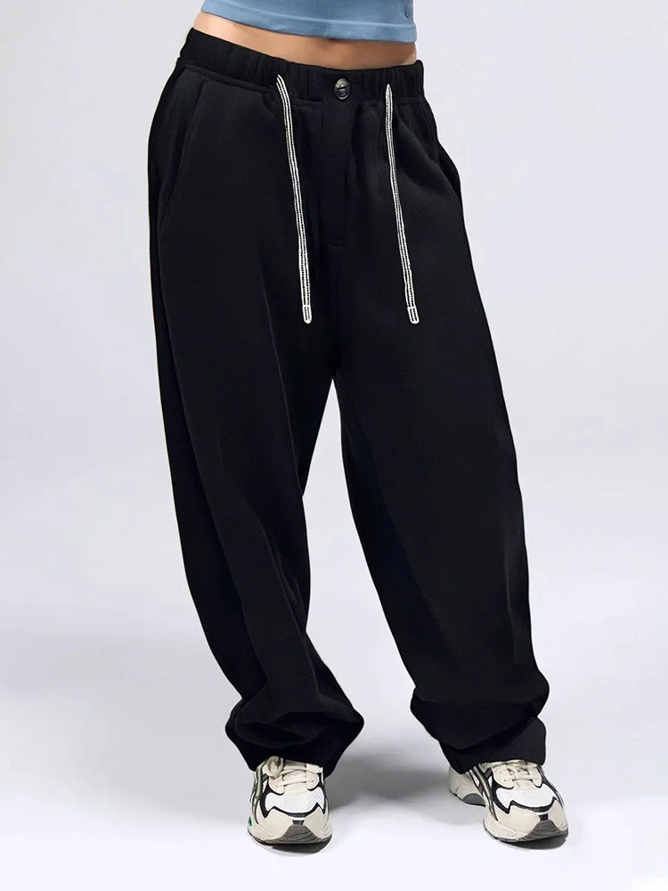 Streamgirl Warm Pants For Women Winter Brown Wide Leg Fleece Sweatpants Women Baggy Sport Winter Thick Velvet Warm Trousers