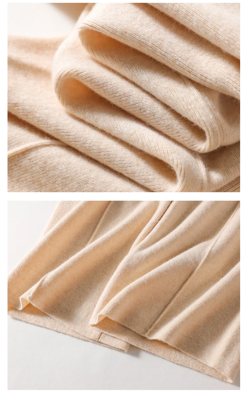 New Arrival Women High Waist Wide Leg Pants For Autumn Winter Thick Warm Solid Basic Casual Trousers 100% Merino Wool Knitwear