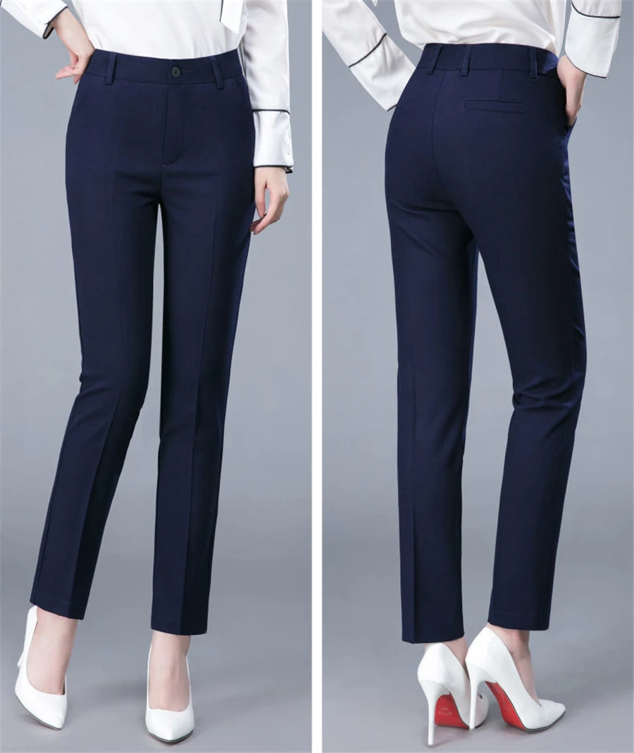 New Formal Pencil Ankle-length Pants For Women High Waist OL Sweatpants Classic Pantalones Straight Chic Trousers Slim Spodnie
