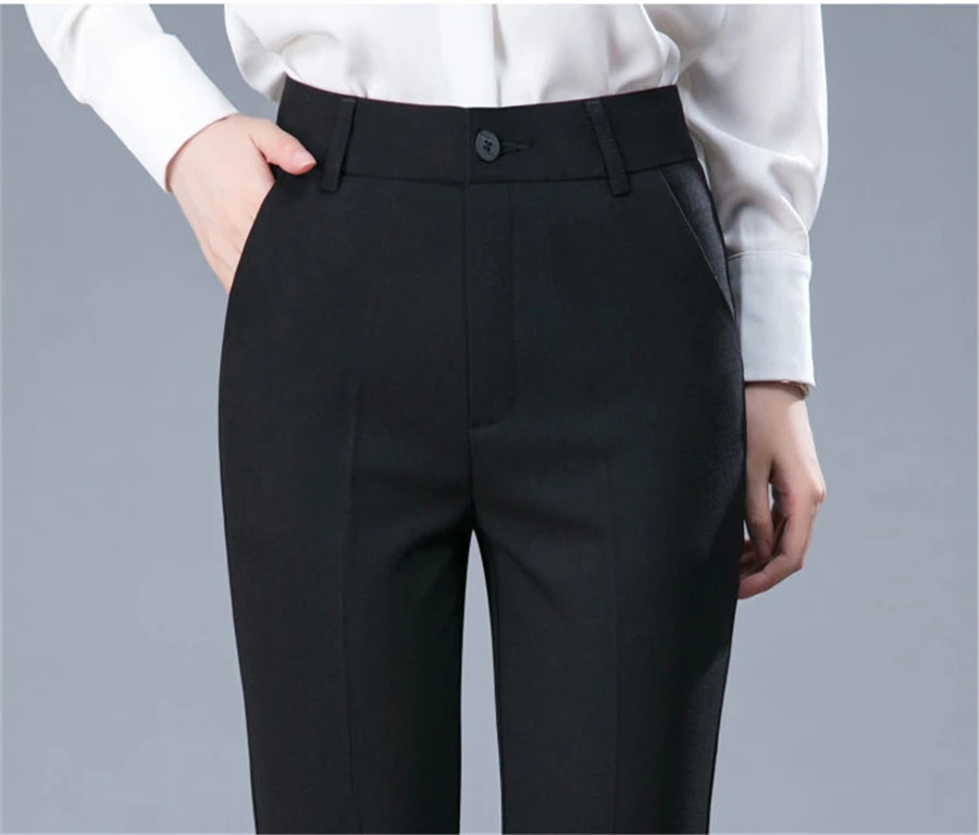 New Formal Pencil Ankle-length Pants For Women High Waist OL Sweatpants Classic Pantalones Straight Chic Trousers Slim Spodnie