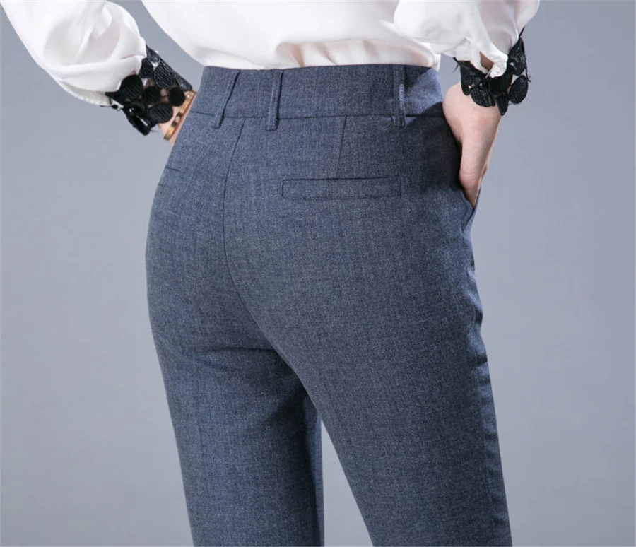 New Formal Pencil Ankle-length Pants For Women High Waist OL Sweatpants Classic Pantalones Straight Chic Trousers Slim Spodnie