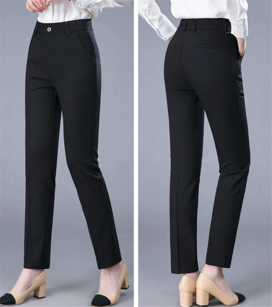 New Formal Pencil Ankle-length Pants For Women High Waist OL Sweatpants Classic Pantalones Straight Chic Trousers Slim Spodnie