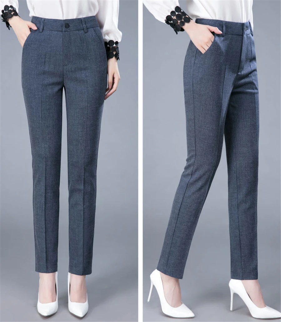 New Formal Pencil Ankle-length Pants For Women High Waist OL Sweatpants Classic Pantalones Straight Chic Trousers Slim Spodnie