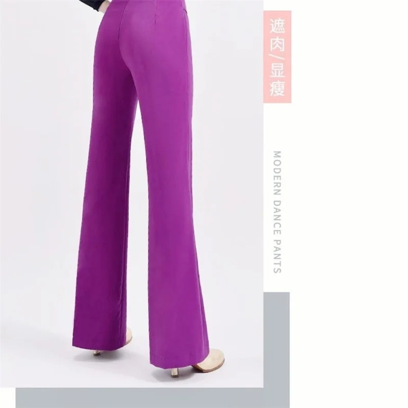 Spring Summer Women Wide-Leg Pants Fashion Latin Dance Pants Female Solid Dance Pants Ladies High Waist Casual Loose Trousers