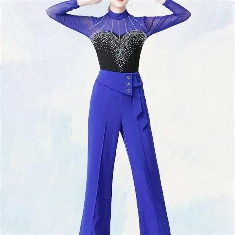 Spring Summer Women Wide-Leg Pants Fashion Latin Dance Pants Female Solid Dance Pants Ladies High Waist Casual Loose Trousers