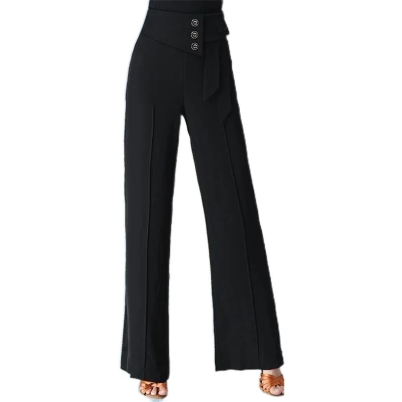 Spring Summer Women Wide-Leg Pants Fashion Latin Dance Pants Female Solid Dance Pants Ladies High Waist Casual Loose Trousers