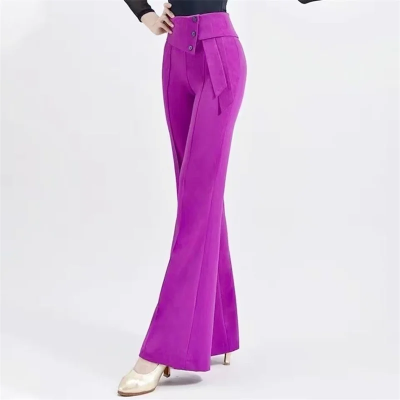 Spring Summer Women Wide-Leg Pants Fashion Latin Dance Pants Female Solid Dance Pants Ladies High Waist Casual Loose Trousers