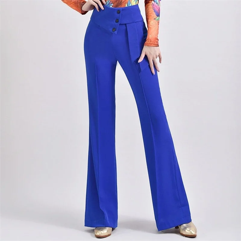 Spring Summer Women Wide-Leg Pants Fashion Latin Dance Pants Female Solid Dance Pants Ladies High Waist Casual Loose Trousers