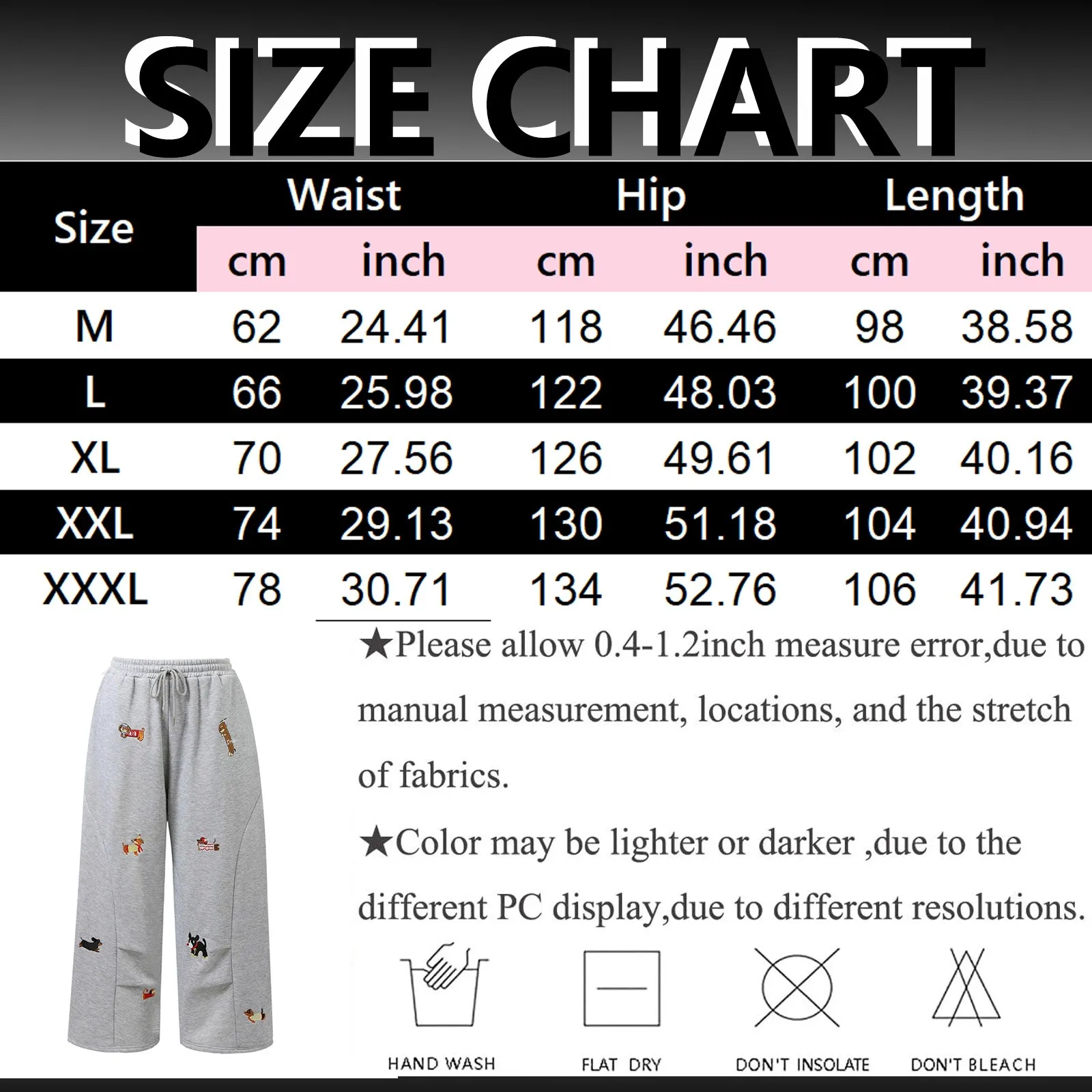 Cartoon Sausage Dog Embroidery Y2k Sweatpants Women American Retro High Waist Wide Leg Pant Streetwear Boyfriend Baggy Pants