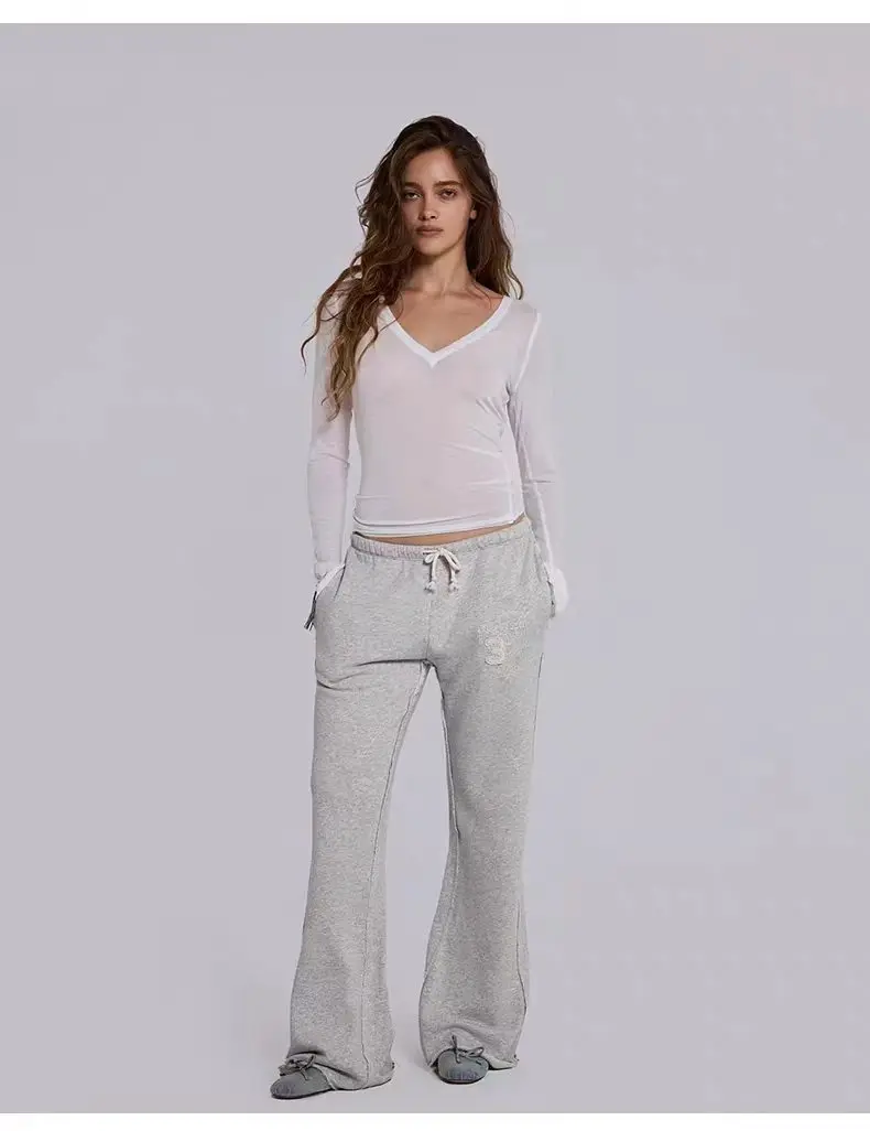 DEAT Fashion Mint Green Wide Leg Drawstring Sweatpants Women's Elastic High Rise Trousers Summer New 7A4833