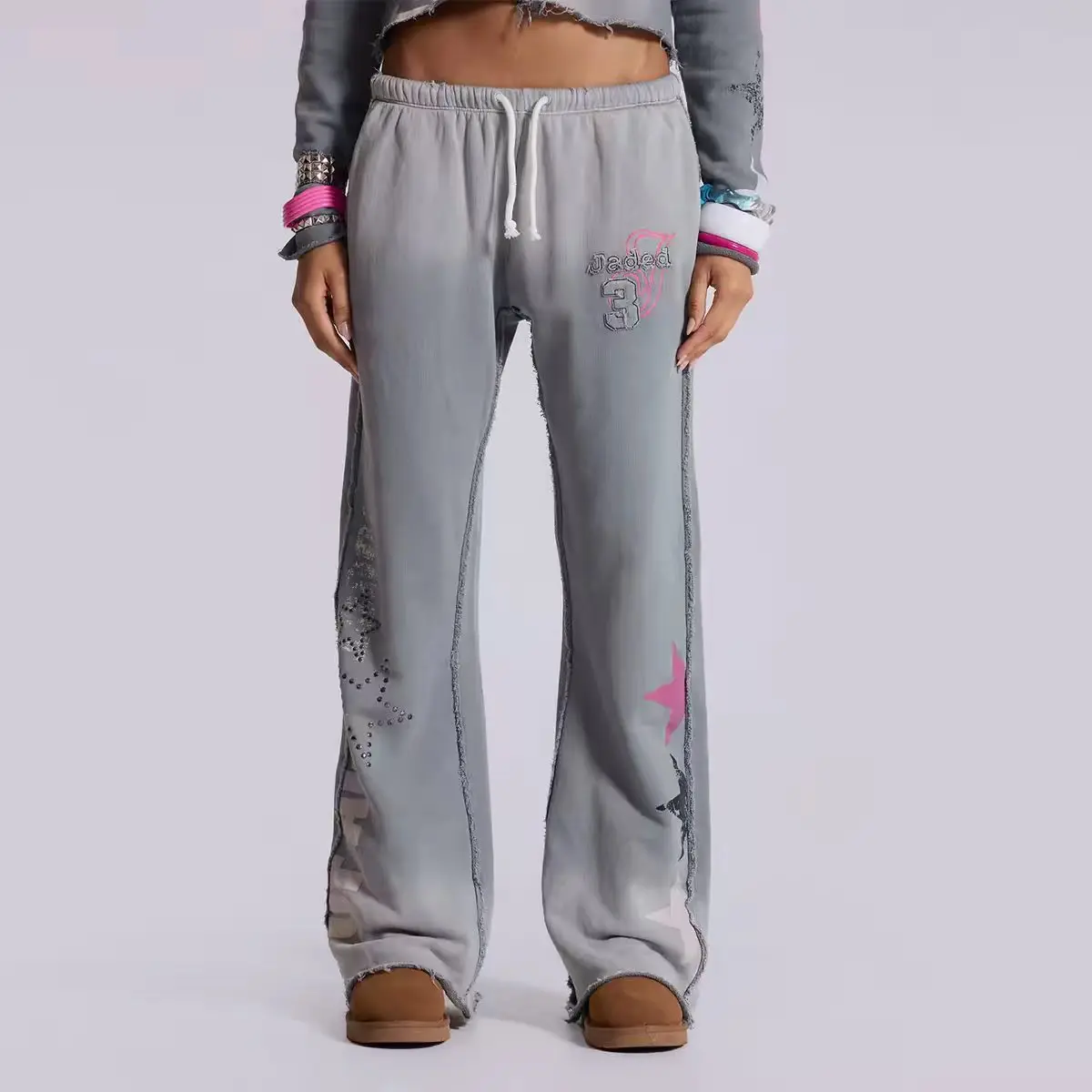 DEAT Fashion Mint Green Wide Leg Drawstring Sweatpants Women's Elastic High Rise Trousers Summer New 7A4833