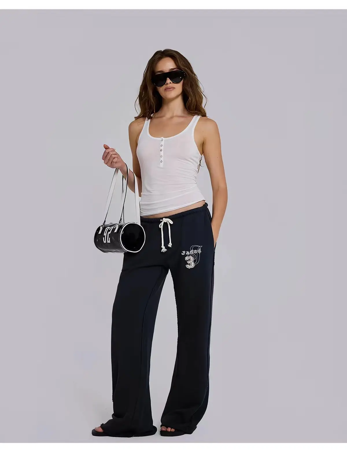 DEAT Fashion Mint Green Wide Leg Drawstring Sweatpants Women's Elastic High Rise Trousers Summer New 7A4833