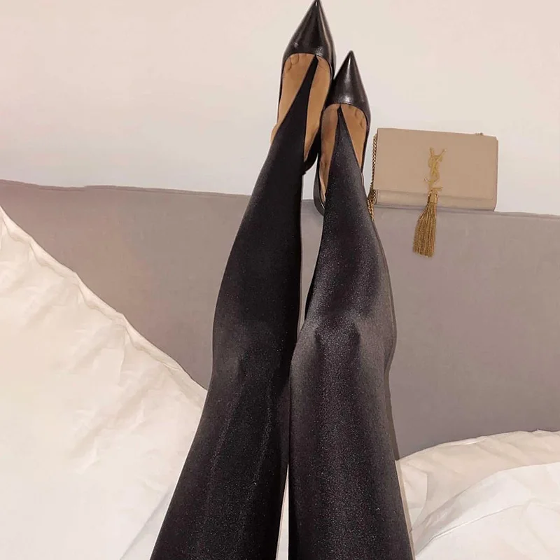 Black high waisted tight Y2K women's pants sexy shiny casual club 2025 tight pants pants