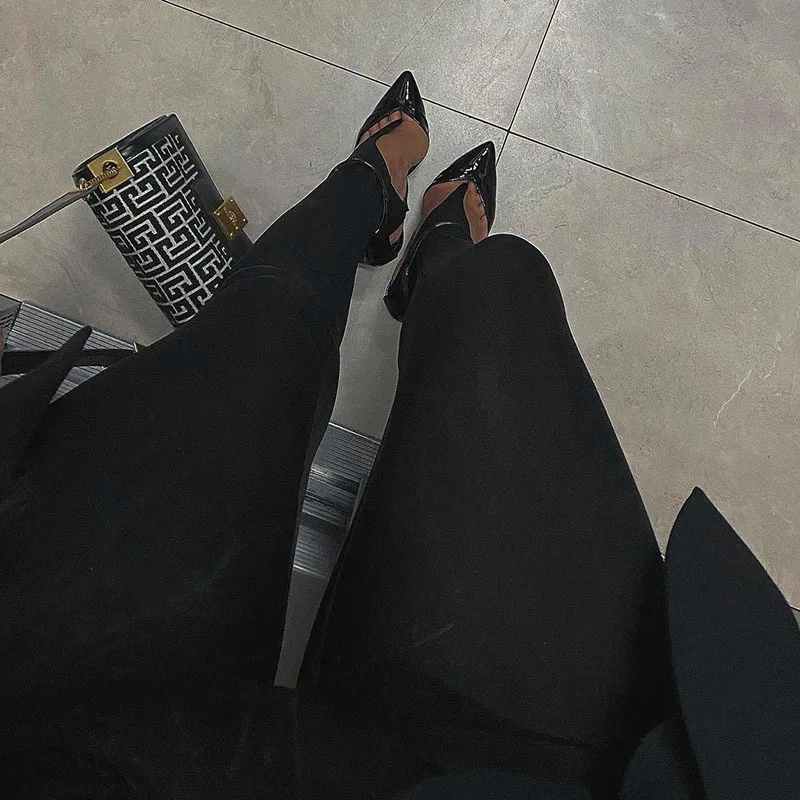 Black high waisted tight Y2K women's pants sexy shiny casual club 2025 tight pants pants