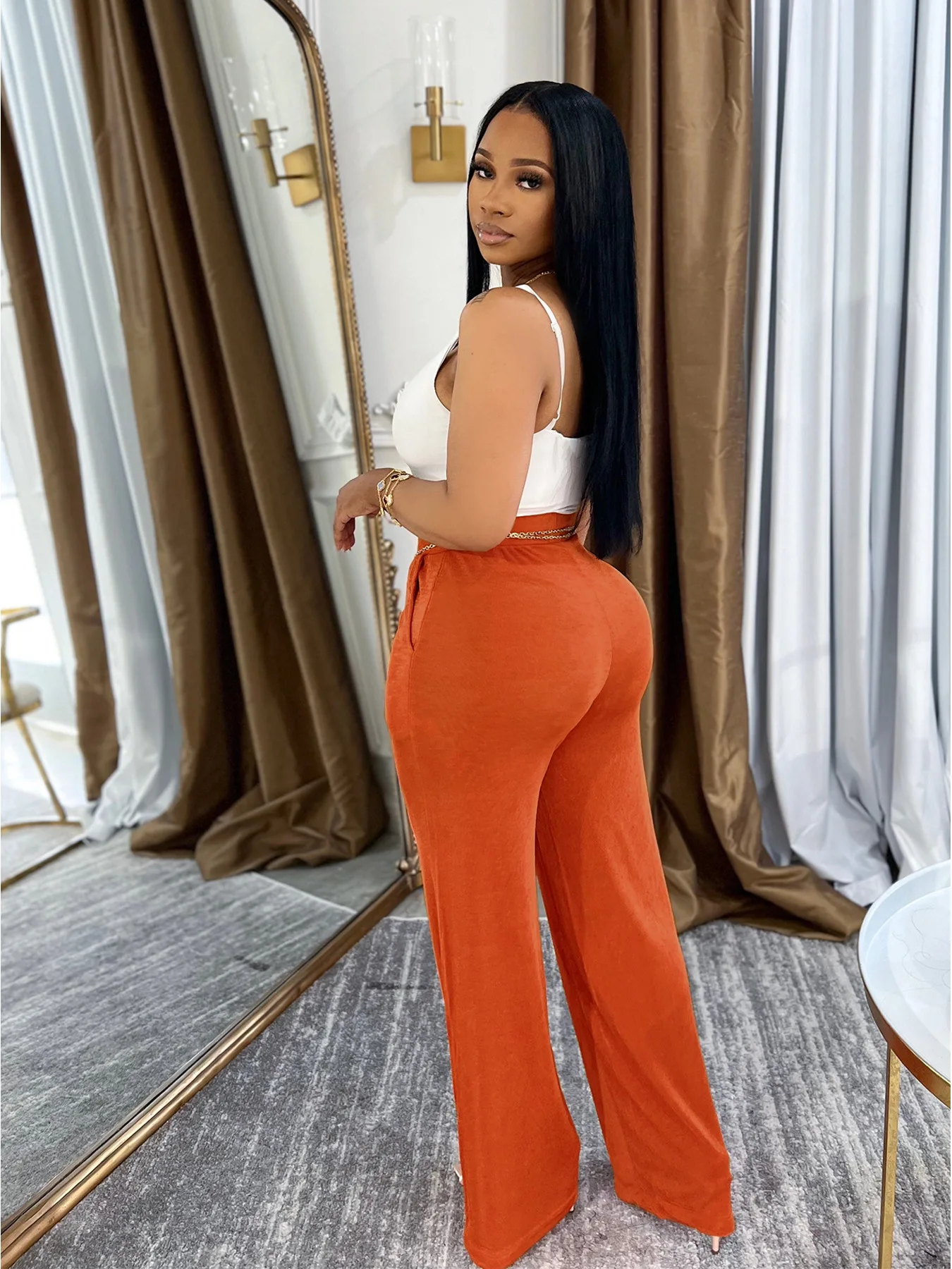 CM.YAYA Women Fashion High Waist Wide Leg Pants 2025 Streetwear Casual Active Trousers