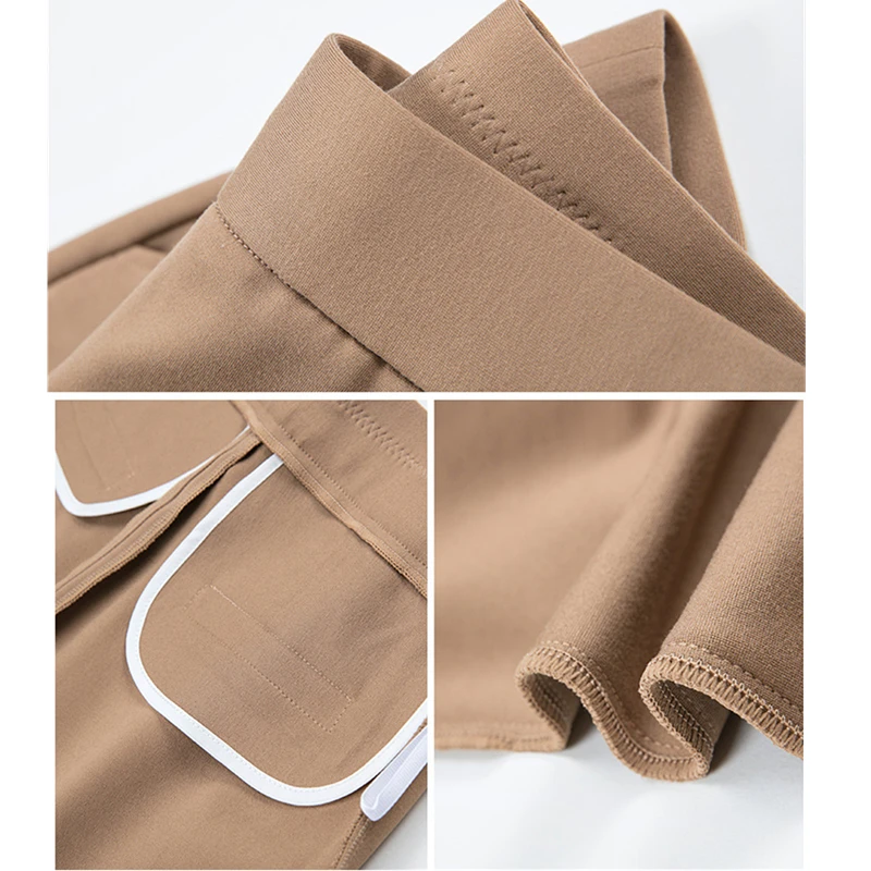 Women's Black Elastic Waist Pants, Fashion Slim Flare Pant, Khaki Camel Trousers, Navy Blue Pantalones Female, Asian Size S-10XL