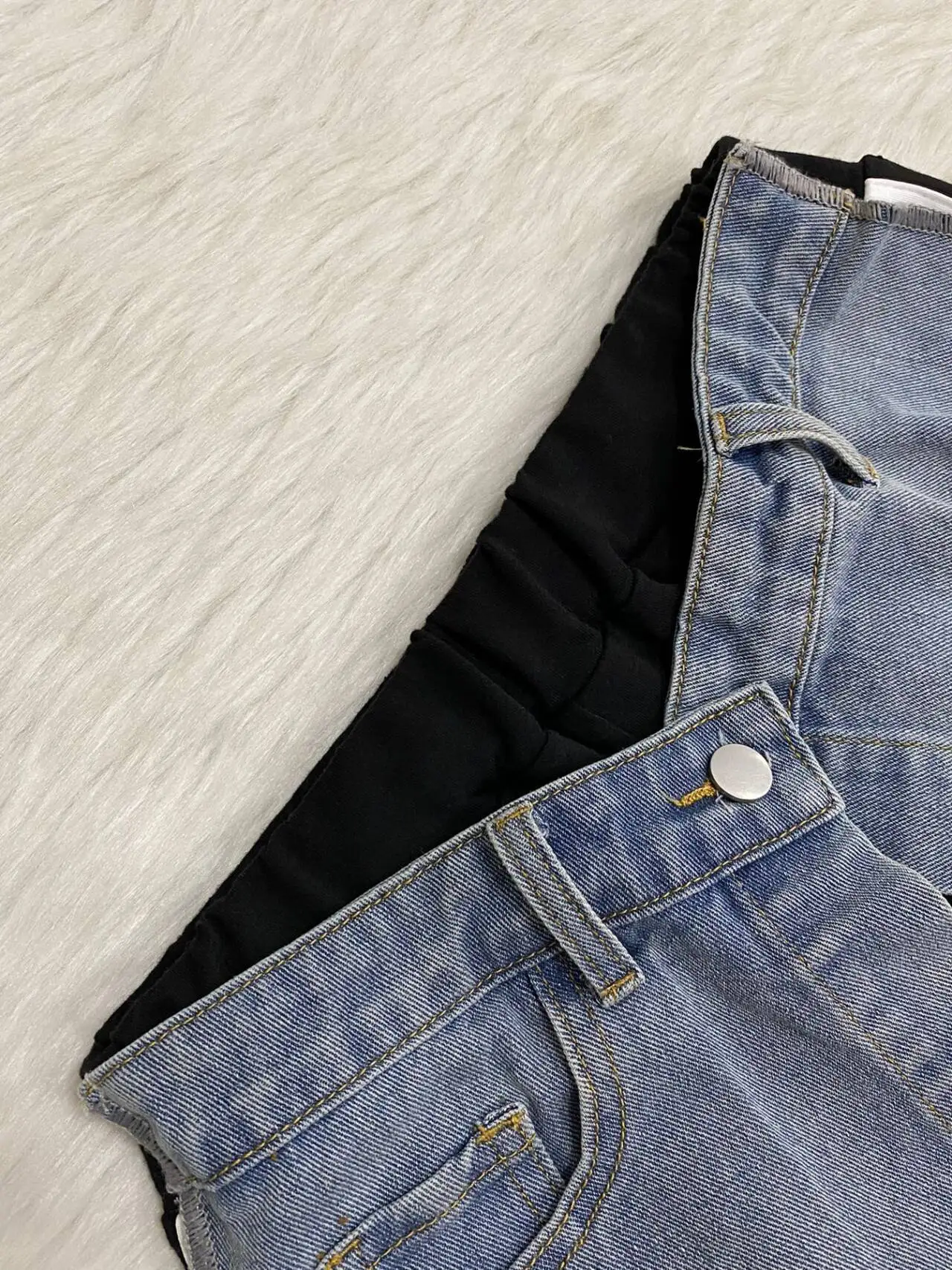 CM.YAYA Fashion Women Denim Patchwork Pocket Side Wide Leg Loose Jogger Pants 2024 Active Jean Splicing Sweatpants Trousers