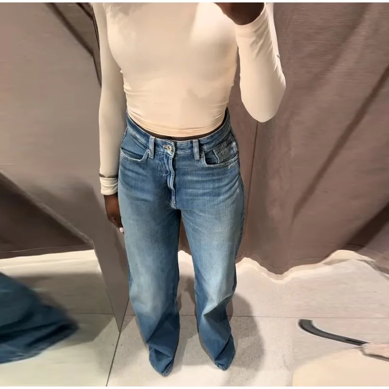 Fashion Striped Barrel Pants Women's High Waist Loose Wide Leg Button Casual Trousers 2026 Spring New Lady Comfortable Bottoms