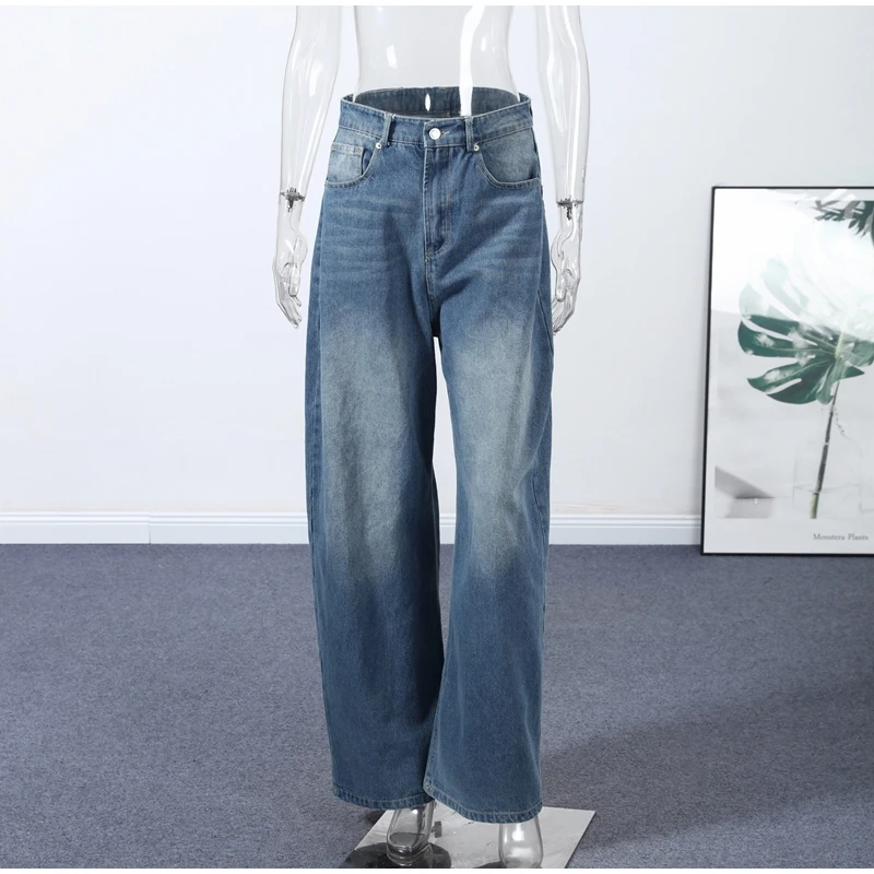 Fashion Striped Barrel Pants Women's High Waist Loose Wide Leg Button Casual Trousers 2026 Spring New Lady Comfortable Bottoms