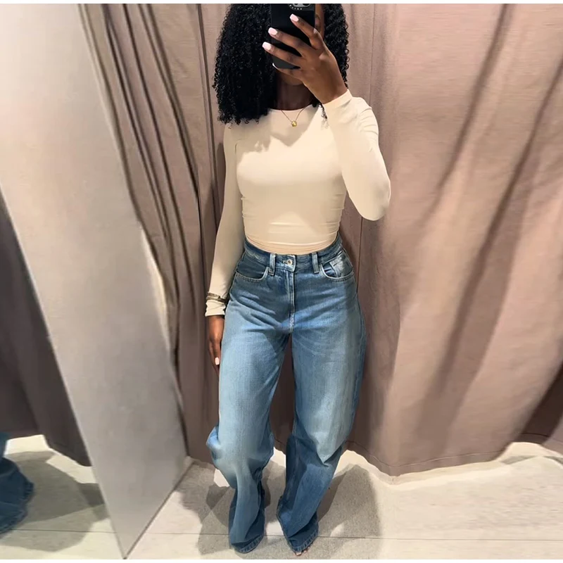 Fashion Striped Barrel Pants Women's High Waist Loose Wide Leg Button Casual Trousers 2026 Spring New Lady Comfortable Bottoms