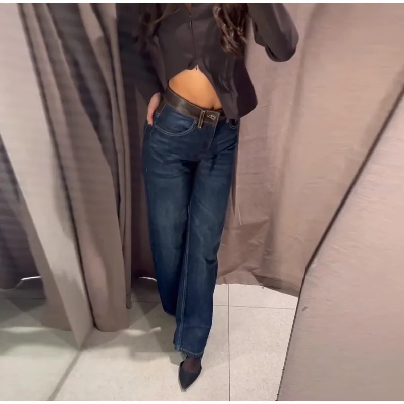 Fashion Striped Barrel Pants Women's High Waist Loose Wide Leg Button Casual Trousers 2026 Spring New Lady Comfortable Bottoms