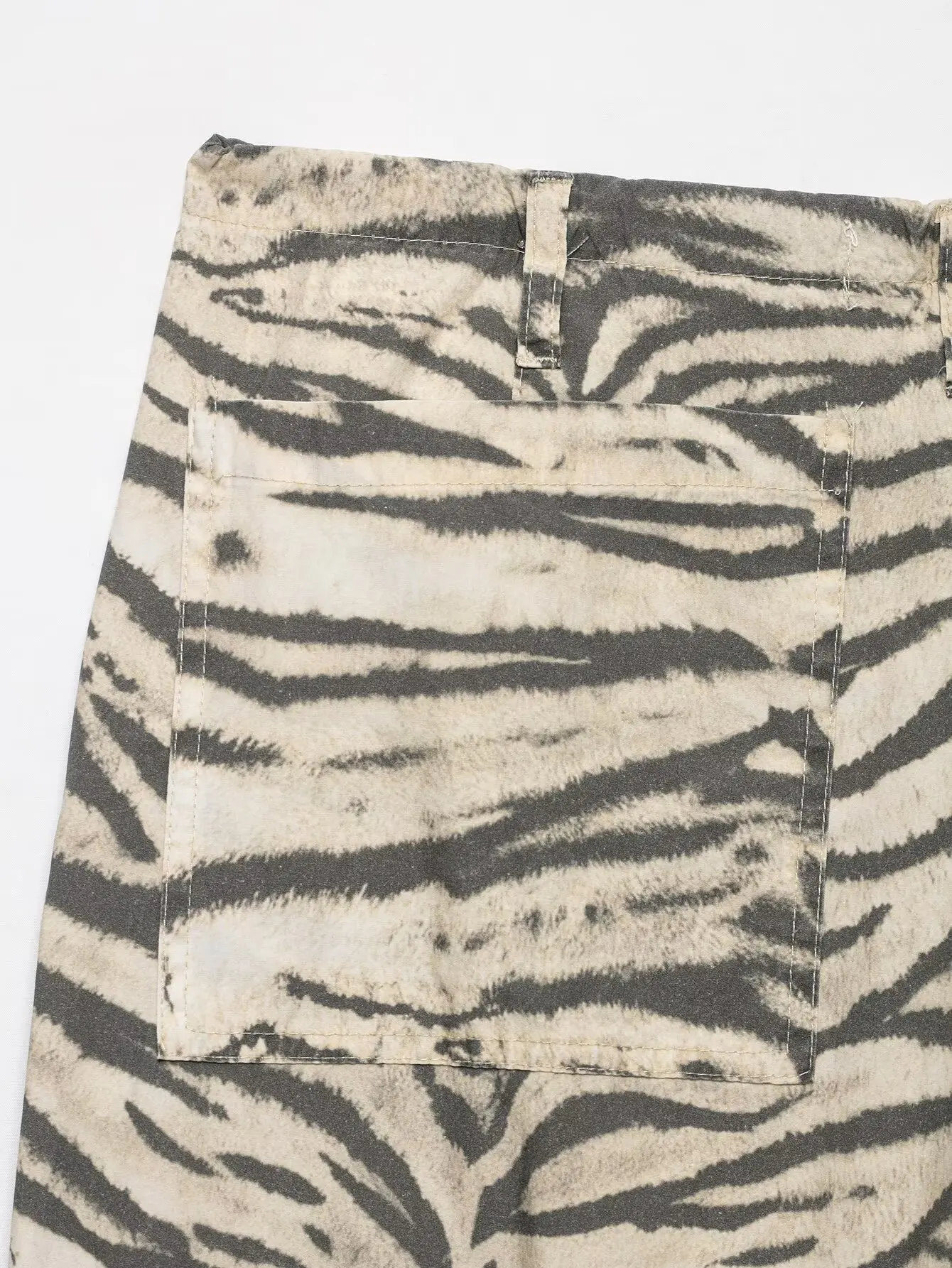HH 2026 Vintage Women's Animal Print Wide Leg Pants With Drawstring Summer Female Hem Loose Fit Casual Mid Waist Street Trousers