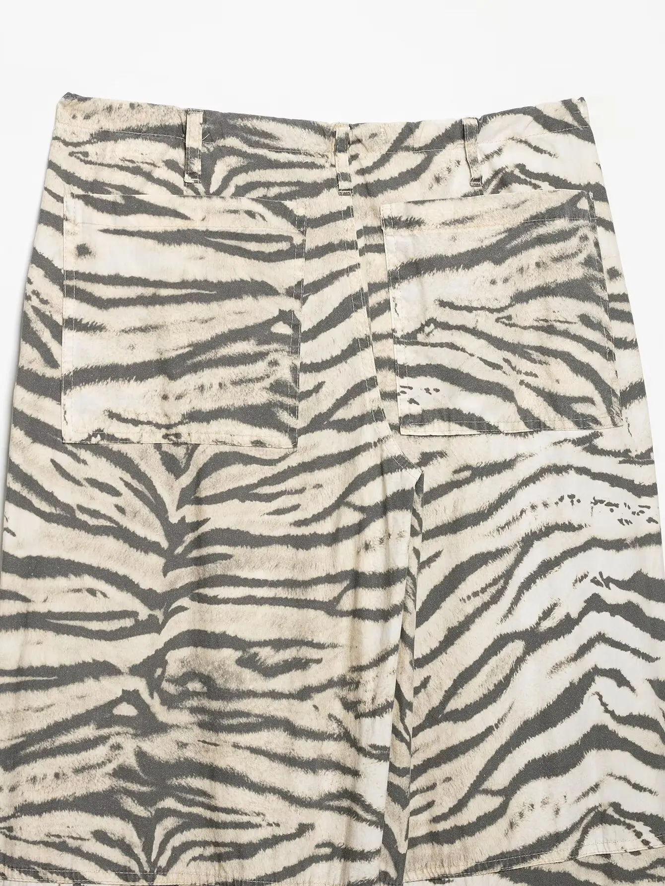 HH 2026 Vintage Women's Animal Print Wide Leg Pants With Drawstring Summer Female Hem Loose Fit Casual Mid Waist Street Trousers