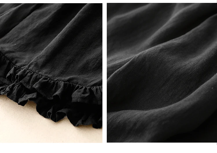 Cotton and Linen Nine-Minute Pants Women's Summer New Japanese Literary Wooden Ear Edge Fashion Chic High Waist Wide Leg Pants