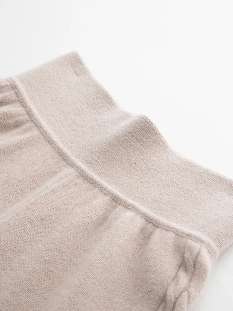 CHICUU Women's 100% Cashmere Pants Wide Leg Pants Autumn Winter Thickness Simple Casual Style Cashmere Knitted Trousers