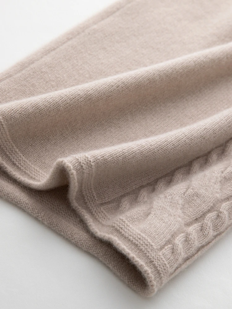 CHICUU Women's 100% Cashmere Pants Wide Leg Pants Autumn Winter Thickness Simple Casual Style Cashmere Knitted Trousers