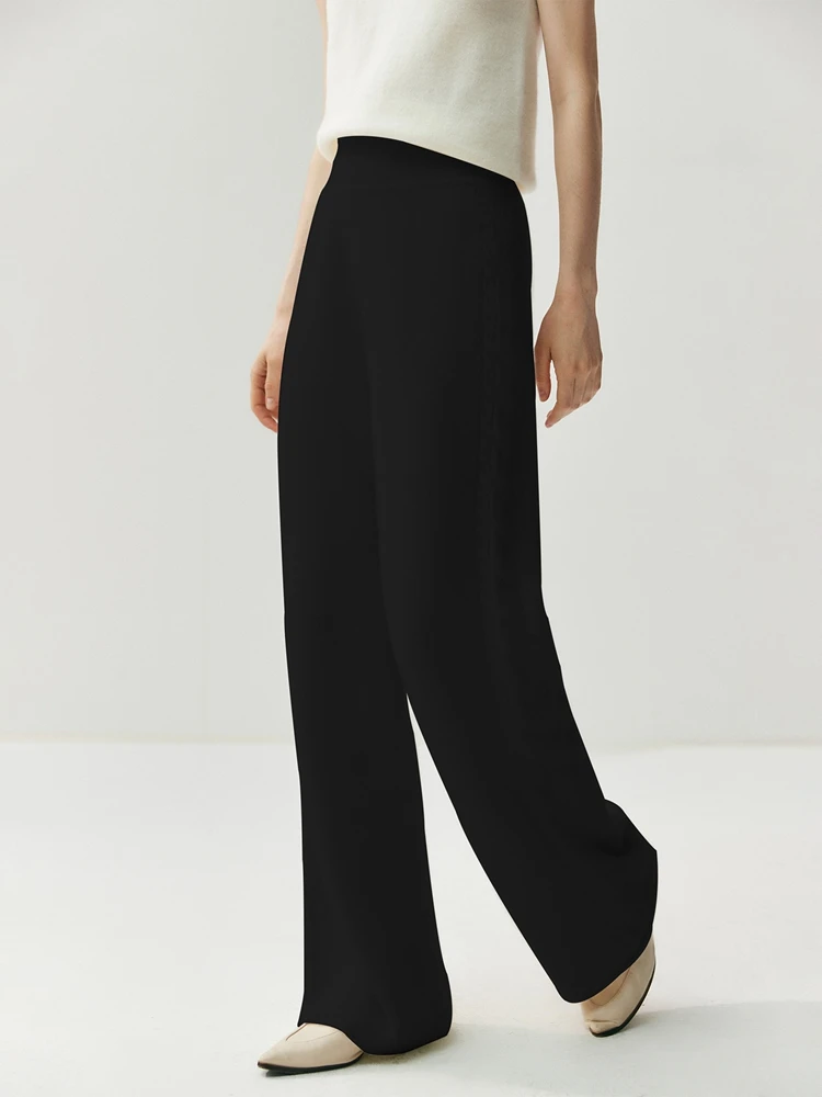 CHICUU Women's 100% Cashmere Pants Wide Leg Pants Autumn Winter Thickness Simple Casual Style Cashmere Knitted Trousers