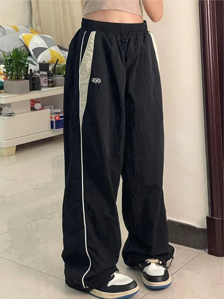 Y2K Pants Women Vintage Street Distressed Wash Women Clothing Casual Wide Leg High WaistedWoman Pants