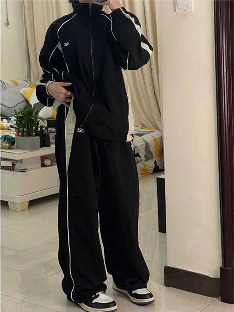 Y2K Pants Women Vintage Street Distressed Wash Women Clothing Casual Wide Leg High WaistedWoman Pants