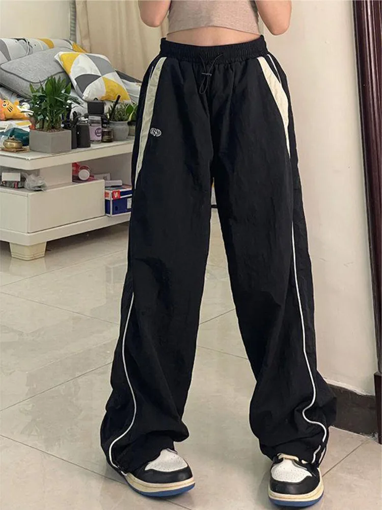 Y2K Pants Women Vintage Street Distressed Wash Women Clothing Casual Wide Leg High WaistedWoman Pants
