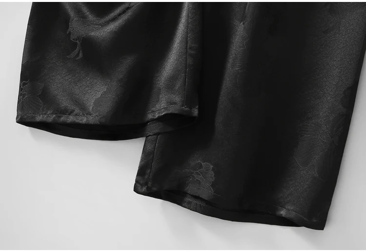 100% Mulberry Silk 19 Momme Jacquard Silk Women Casual Pants Elastic Waist Straight-leg Long Trousers with pockets FF082