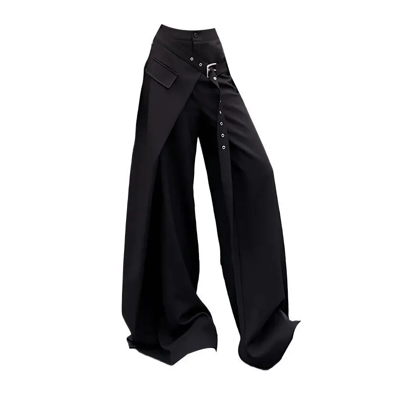 Japanese Y2K Harajuku style hot girl trend false two-piece suits wide leg pants autumn American retro loose floor women's pants