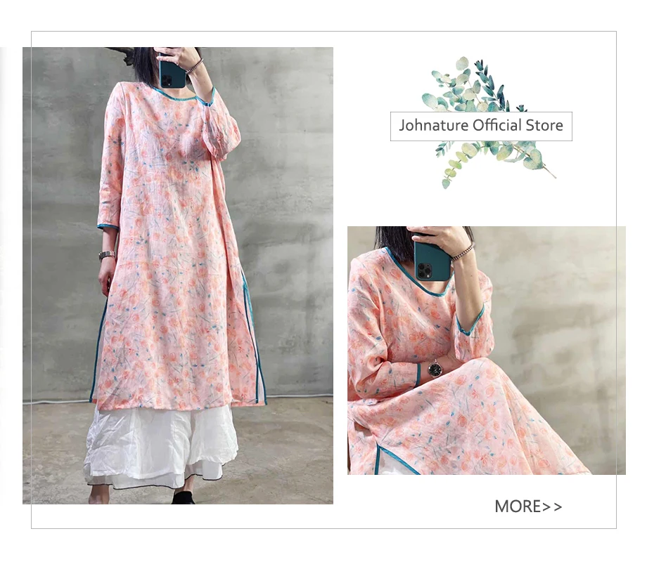 Johnature Vintage Linen Wide Leg Pants For Women 5 Color Elastic Waist Trouser 2025 New Summer Pockets Female Pants