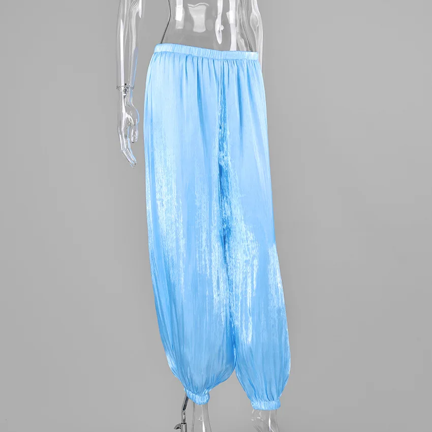 Women Casual Stretch High Waist Crepe Summer Spring Pants Fashion Bloomers Chic Pants Women Clothes Long Trousers Pink