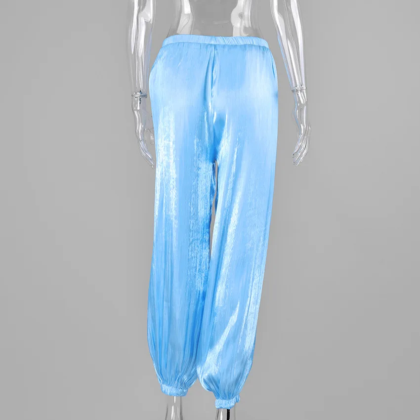 Women Casual Stretch High Waist Crepe Summer Spring Pants Fashion Bloomers Chic Pants Women Clothes Long Trousers Pink