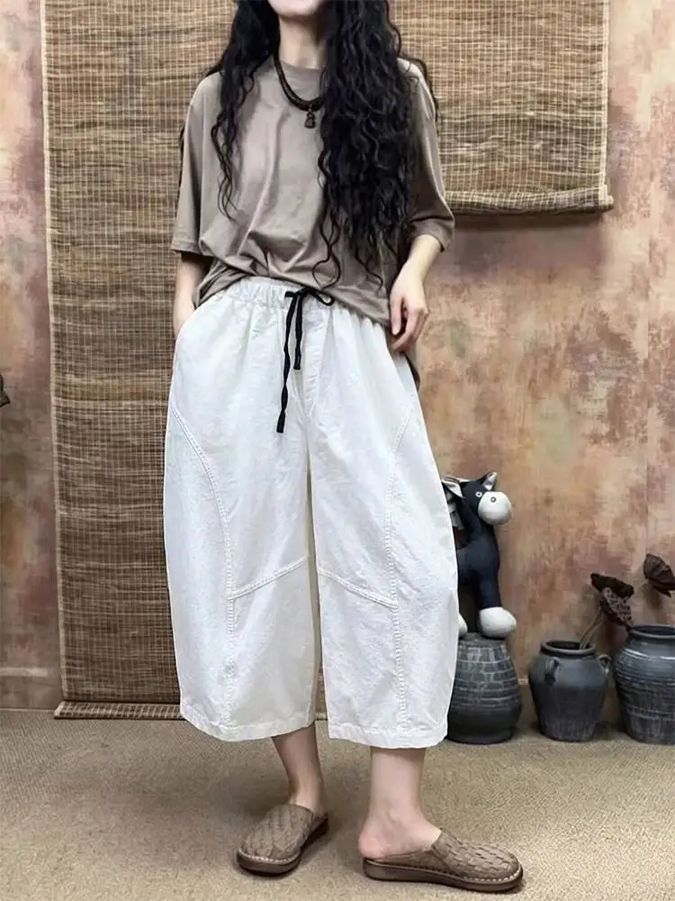 Amax LuluE Summer Fashion Leisure Soild Trousers Ladies Japanese Design Loose Vintage Pants Womens 2026 Classic Elegant Clothes