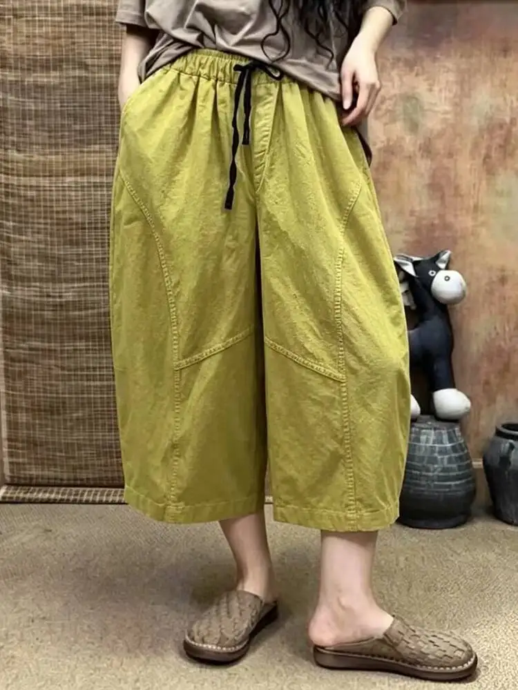 Amax LuluE Summer Fashion Leisure Soild Trousers Ladies Japanese Design Loose Vintage Pants Womens 2026 Classic Elegant Clothes